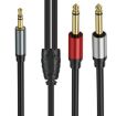 Gold Plated 3.5mm TRS to Dual 6.35mm TS Y Splitter Adapter Cable - 2