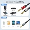 Gold Plated 3.5mm TRS to Dual 6.35mm TS Y Splitter Adapter Cable - 4