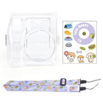 Fujifilm Instax Mini SE Photo Bag Crystal Case Shoulder Strap Rope Sticker Set - Purple Pet Dog - 1