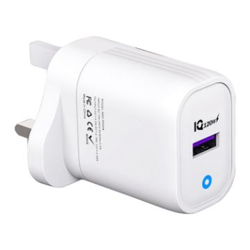 120W USB Fast Charger UK Plug - White - 1