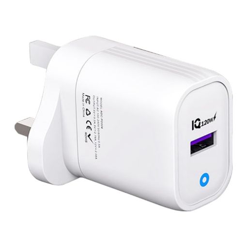 120W USB Fast Charger UK Plug - White - 1