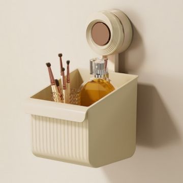 Suction Cup Bathroom Shelf Drainage Storage Rack, Small Brown - 1