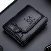 BULL CAPTAIN 037 Men Leather Wallet Driver License Coin Purse - 1