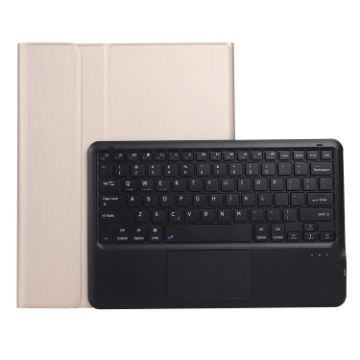 Bluetooth Keyboard Leather Tablet Case for Samsung Galaxy Tab S8+/S7 FE - Gold - 1
