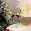 Bell Antler Headdress Christmas Ball Party Decoration Headband Gold - 1