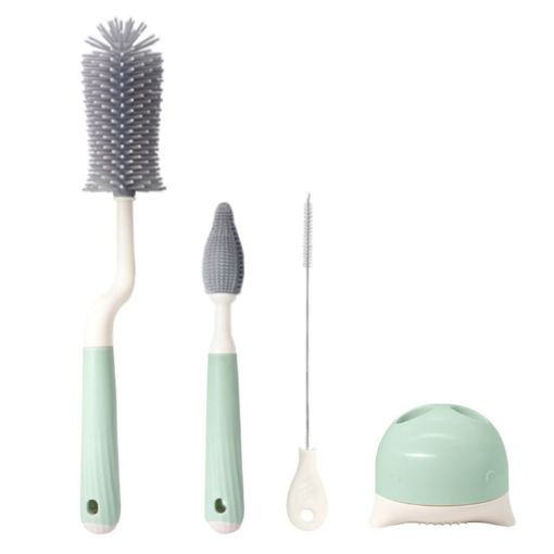 Silicone Rotating Cup Brush Set - Bottle Nipple Straw Cleaner (Green) - 1