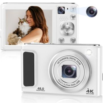 DC308 4K HD Dual-Camera Digital Camera 16X Zoom AU Plug (White) - 1