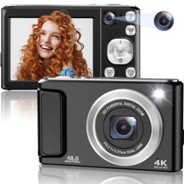 DC308 4K HD Dual-Camera Digital Camera UK Plug (Black) - 1