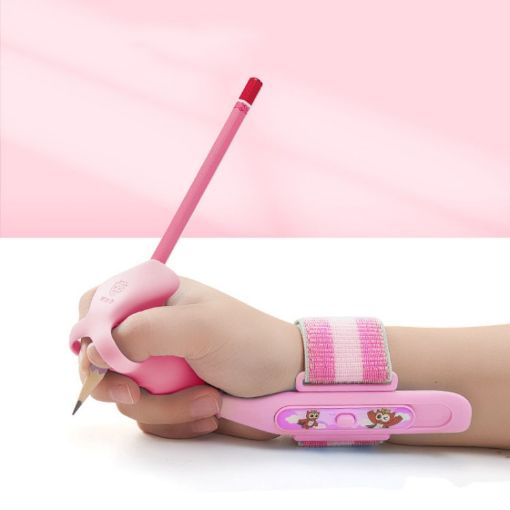 Cartoon Student Anti-wrist Hook Pen Holding Corrector Set (Pink) - 1