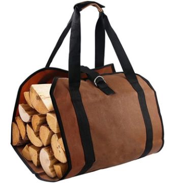 Large Capacity Firewood Storage Bag - Portable & Durable - Dark Brown - 1