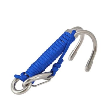 Blue Stainless Steel Double-headed Diving Flow Hook with Safety Rope - 1