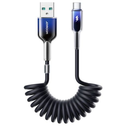 JOYROOM S-A43 USB-C Coiled Fast Charging Data Cable, 1.5m - Black - 1
