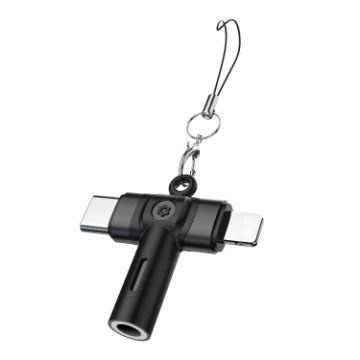 Flower Pattern Type-C & 8 Pin to 3.5mm Audio Adapter with Lanyard - 1