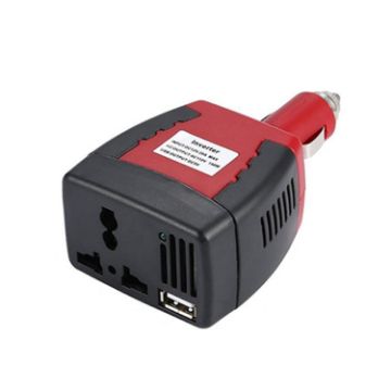 75W Car Inverter Voltage Conversion USB Port Charger, Black - 1