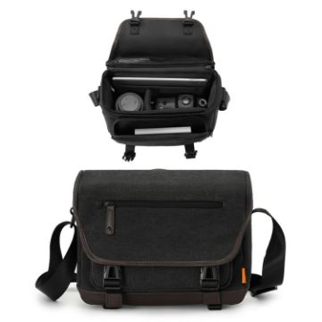 Cwatcun D142 Vintage Camera Bag Shoulder Messenger Bag - Small Black - 1