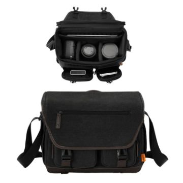 Cwatcun D142 Vintage Camera Bag Shoulder Messenger Bag - Medium Black - 1