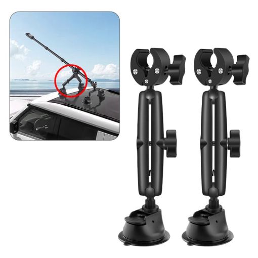 2x Single-leg Car Suction Cup Mount Crab Clamps Set - Black - 1