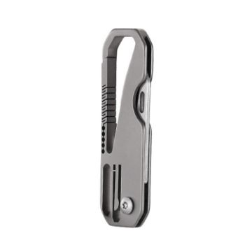 Titanium Keychain Folding Knife with Steel Ring - 1