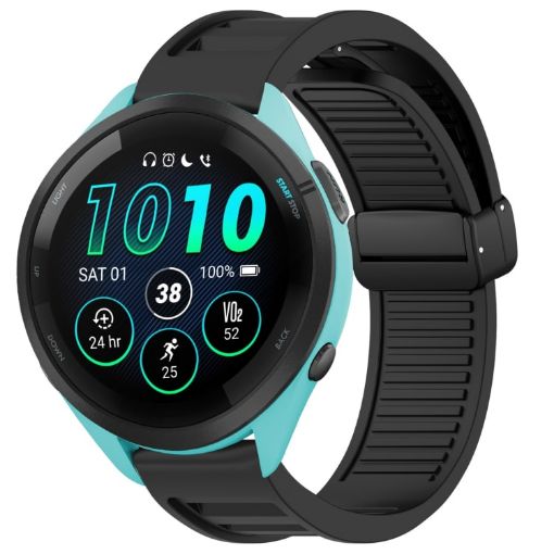 Garmin Forerunner 265 Music 22mm Silicone Watch Band - Black - 1
