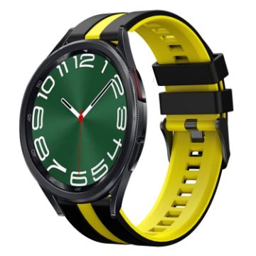 Samsung Galaxy Watch 6 Classic 47mm 20mm Silicone Watch Band Black Yellow - 1