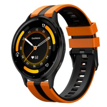 Garmin Venu 3 22mm Silicone Watch Band - Orange+Black - 1