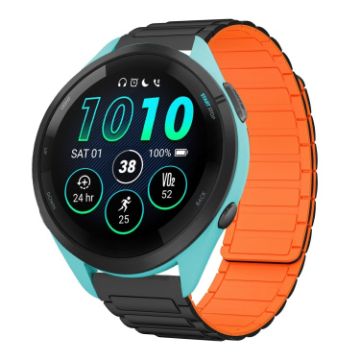Garmin Forerunner 265 22mm Silicone Watch Band - Black+Orange - 1