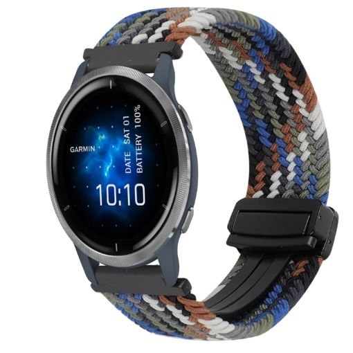 Garmin Venu 2 22mm Magnetic Buckle Braided Watch Band - Denim Blue - 1