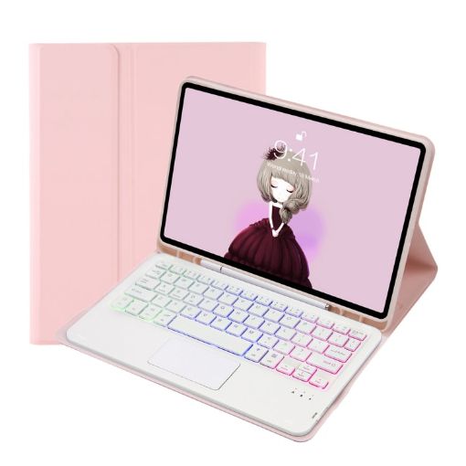 Samsung Galaxy Tab S8/S7 A700B-AS Pink Bluetooth Keyboard Leather Case - 1