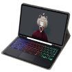 Samsung Galaxy Tab S8/S7 A700B-AS Lambskin Texture Backlight Bluetooth Keyboard Leather Tablet Case Blue - 3
