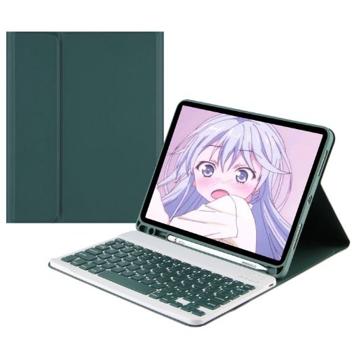 Samsung Galaxy Tab A9+ Bluetooth Keyboard Leather Case - Dark Green - 1