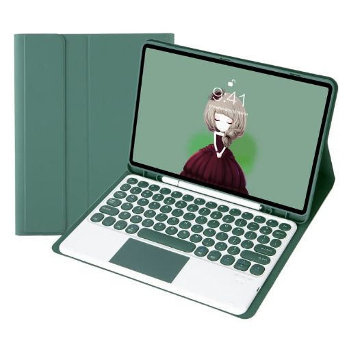 Samsung Galaxy Tab S9 FE Dark Green Bluetooth Keyboard Leather Case - 1
