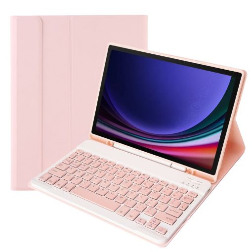 Samsung Galaxy Tab S9 FE A710B Pink TPU Bluetooth Keyboard Leather Case - 1