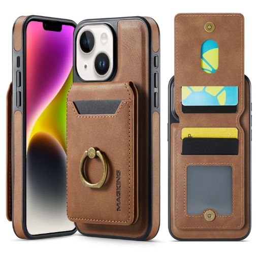 iPhone 14 DG.MING K1 MagSafe Detachable Wallet RFID Back Cover Phone Case - 1