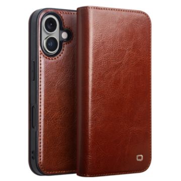 QIALINO Genuine Leather Phone Case for iPhone 16 - Brown - 1