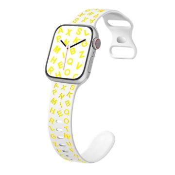 Apple Watch SE 2022 40mm Silicone Watch Band - White Yellow - 1