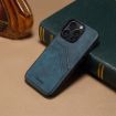 iPhone 16 Pro Max Denior D09 PU Dual Card Slot Back Cover Phone Case Blue - 2