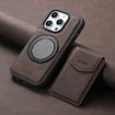 iPhone 15 Pro Denior D20 Skin Feel MagSafe Holder Detachable Card Slot Phone Case - Brown - 2