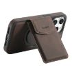 iPhone 15 Pro Denior D20 Skin Feel MagSafe Holder Detachable Card Slot Phone Case - Brown - 7