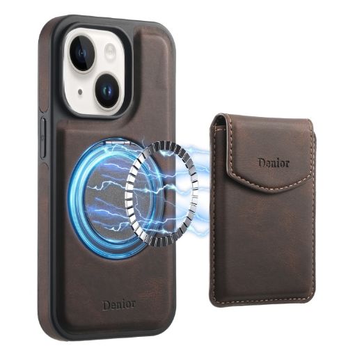 iPhone 14/13 Denior D20 Skin Feel MagSafe Holder Case (Brown) - 1