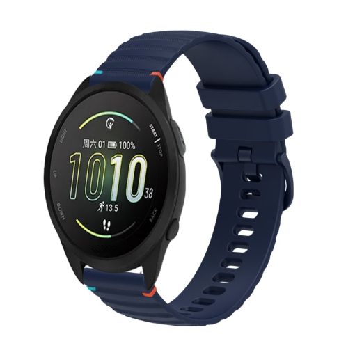 Garmin Forerunner 165 Music 20mm Silicone Watch Band - Navy Blue - 1