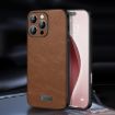 SULADA Shockproof TPU Hybrid Leather Case for iPhone 16 Pro (Brown) - 1