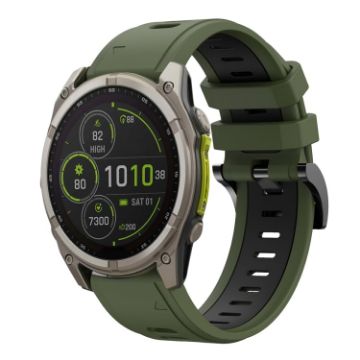 Garmin Fenix 8 MIP 51mm Sports Silicone Watch Band - Army Green+Black - 1