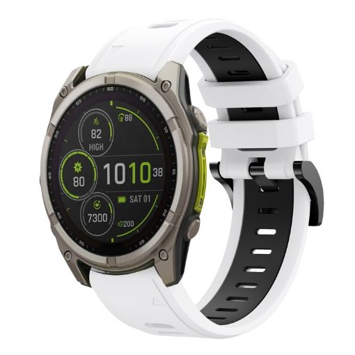 Garmin Fenix 8 MIP 51mm Silicone Watch Band White+Black - 1