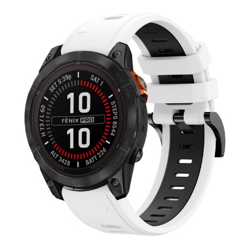 Garmin Fenix 7 Pro 47mm Sports Silicone Watch Band White+Black - 1