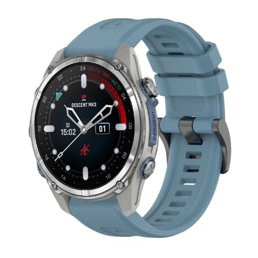 Garmin Descent Mk3 43mm Silicone Watch Band - Rock Cyan - 1