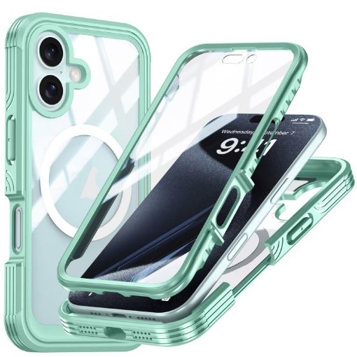 iPhone 16 RedPepper Tempered Glass MagSafe Phone Case - Green - 1