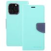 GOOSPERY FANCY DIARY Cross Texture Leather Phone Case - Mint Green - 2