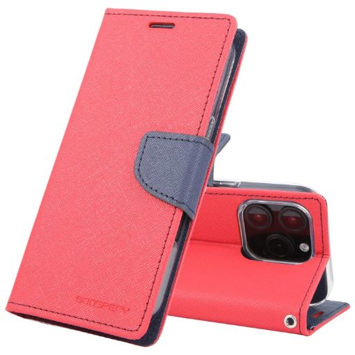 GOOSPERY FANCY DIARY Cross Texture Leather Phone Case for iPhone 16 Pro - Red - 1