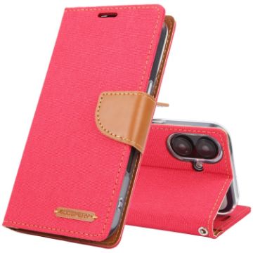 GOOSPERY CANVAS DIARY Fabric Texture Flip Leather Phone Case - Red - 1