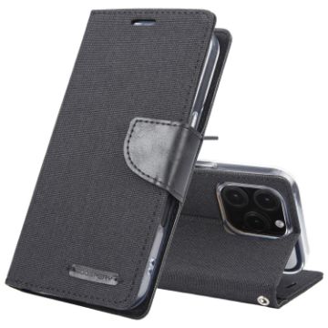 GOOSPERY Canvas Diary Leather Phone Case for iPhone 16 Pro Max - Black - 1